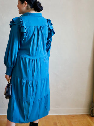 Teal Ruffle Maxi Plus Dress