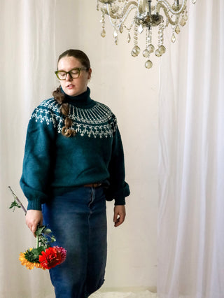 Campfire Ready Teal Turtleneck Sweater