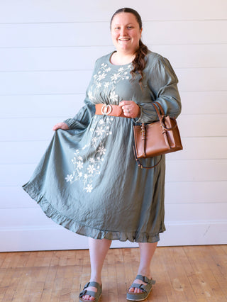 Flowering Sage Embroidered Midi Dress