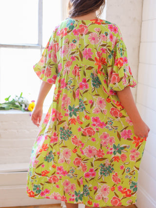 Limeade on The Patio Floral Midi Dress