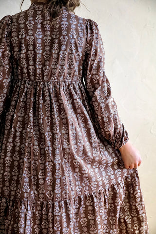Espresso Brown Floral Maxi Dress