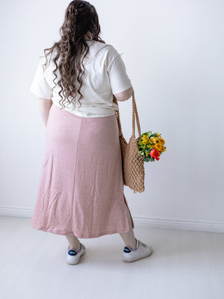 Pink Pastel Knit Drawstring Skirt