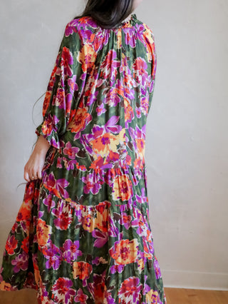 Olive Poppy Floral Maxi Dress