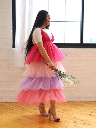 Pink and Purple Ombre Tulle Jumper Dress