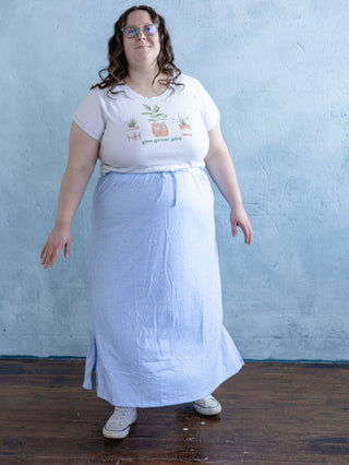 Blue Pastel Knit Drawstring Skirt