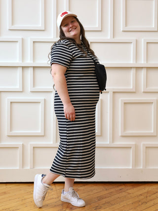 Casual Days Black and White Striped Maxi Dress