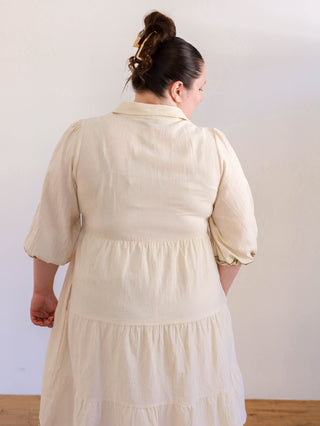 Ferns and Flowers Olive and Cream Embroidered Midi Dress