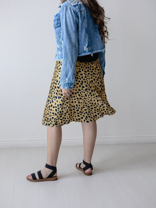 Leopard Satin Midi Skirt