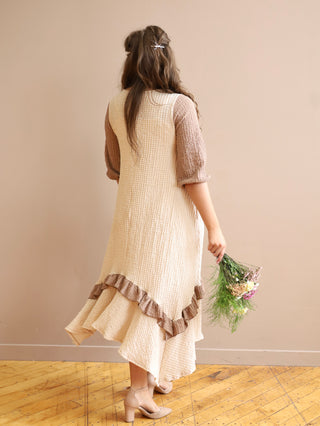 Stunning Sand and Beige Ruffle Dress