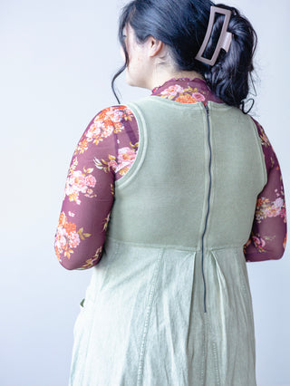 Burgundy Floral Print Mesh Layering Top