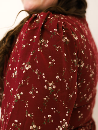 Cranberry Punch Floral Satin Dress