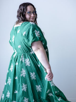 Springtime Green Baby's Breath Embroidered Dress