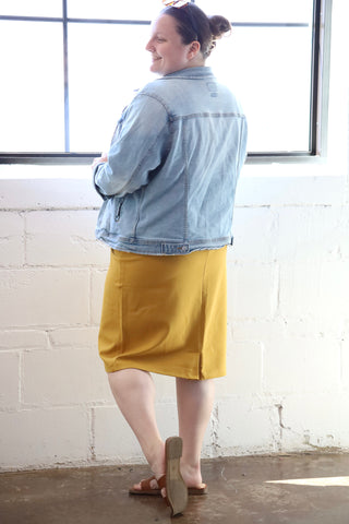 Mustard Yellow Plus Pencil Skirt