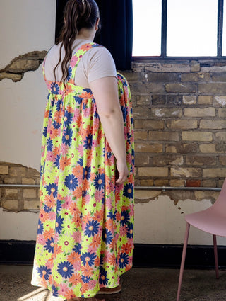 Summer is Here Lime & Blue Floral Jumper Dress