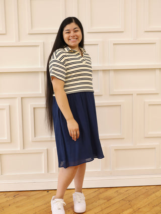 Coffee Shop Ready Striped Midi Dress