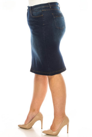 Bella Braided Denim Plus Skirt