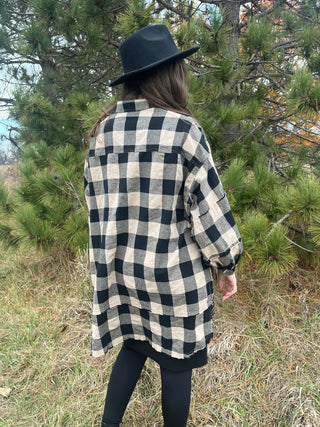 Cozy Winter Days Black and White Plaid Tunic Dress