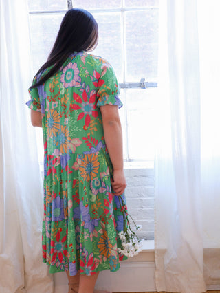 Spring Day Green Floral Maxi Dress