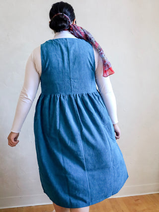 Teal Oversized Corduroy Jumper Dress