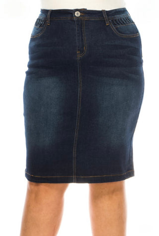 Bella Braided Denim Plus Skirt