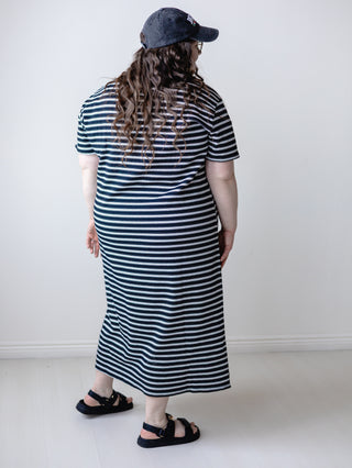 Casual Days Black and White Stripe Plus Tshirt Dress