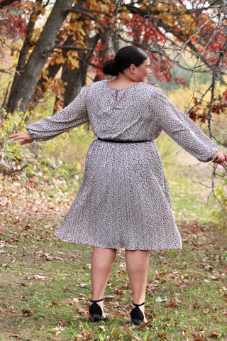 Silver Violet Floral Print Pleated Midi Dress