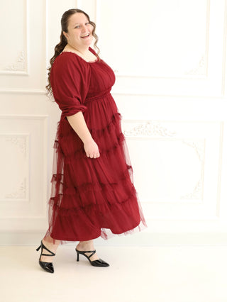 Red Cranberry Punch Tulle Maxi Dress
