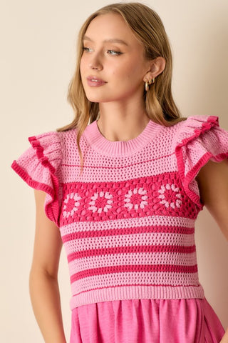 Hot Pink Summer Crochet Midi Dress