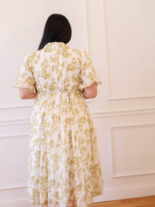 A Day in Tuscany Olive and Cream Button Down Midi dress