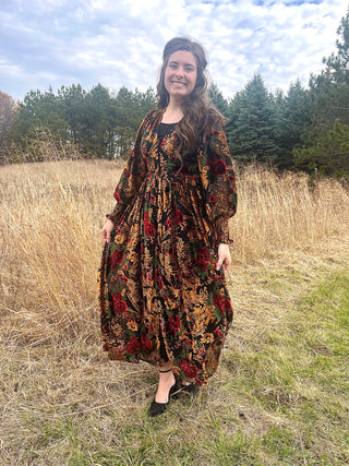 The New Year's Eve Velvet Embossed Floral Maxi