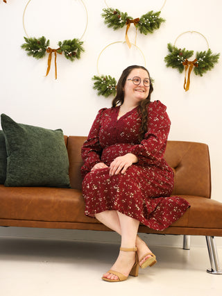 Cranberry Punch Floral Satin Dress