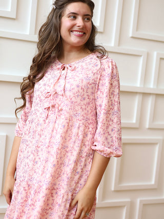 Tea Party Pink Floral Bow Dress