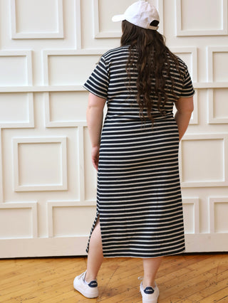 Casual Days Black and White Striped Maxi Dress