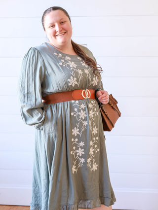 Flowering Sage Embroidered Midi Dress