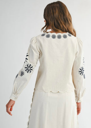 Boho Dream Embroidered Front Tie Top and Matching Skirt Set