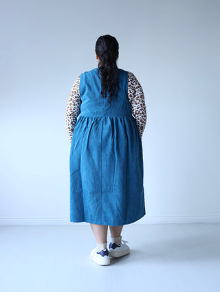 Teal Oversized Corduroy Jumper Dress