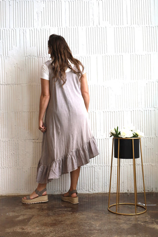 Must Have Gray Ruffle Hem Jumper Dress
