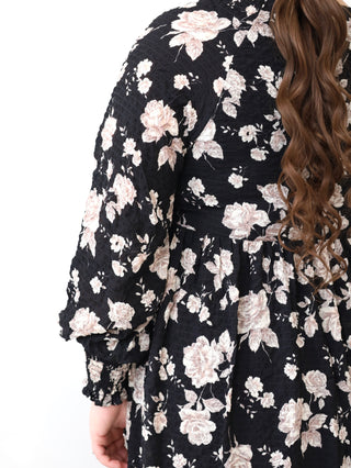 Holiday Party Black Floral Maxi Dress