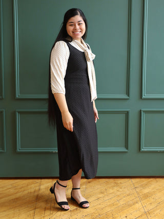 Black and White Honeycomb Bow Tie Dress