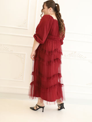 Red Cranberry Punch Tulle Maxi Dress