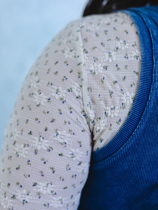 White 3D Embossed Floral Print Layering Top