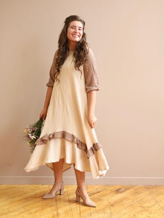 Stunning Sand and Beige Ruffle Dress