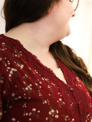 Cranberry Punch Floral Satin Dress