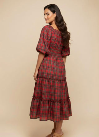 Christmas Plaid Midi Dress