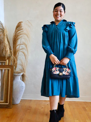 Teal Ruffle Maxi Plus Dress