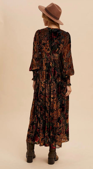 The New Year's Eve Velvet Embossed Floral Maxi