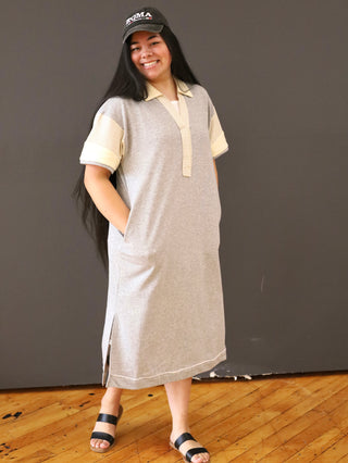 Athleisure Gray French Terry Shirt Dress