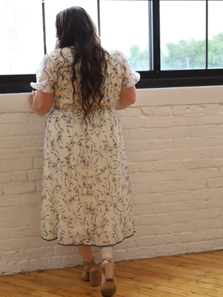 Vintage Blue Floral Bow Dress