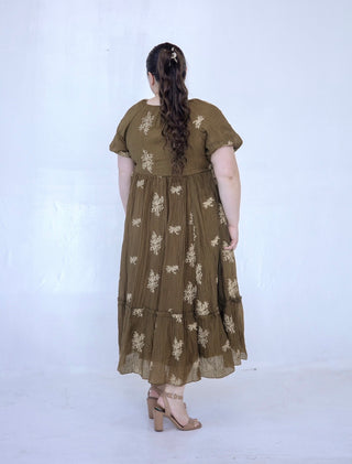 Summertime Bronze Baby's Breath Embroidered Dress
