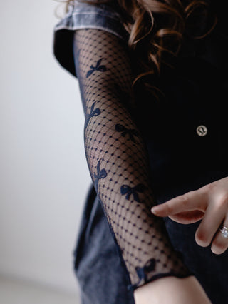 Black Bow Mesh Layering Top